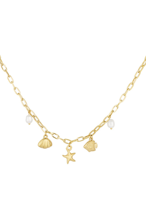 short necklace with beach charms