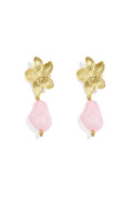 Flower earrings with organic bead