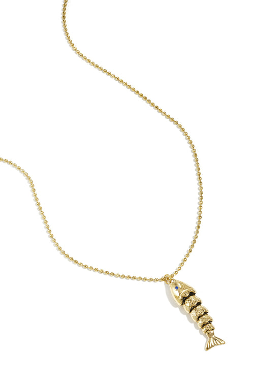 Necklace with moving fish charm