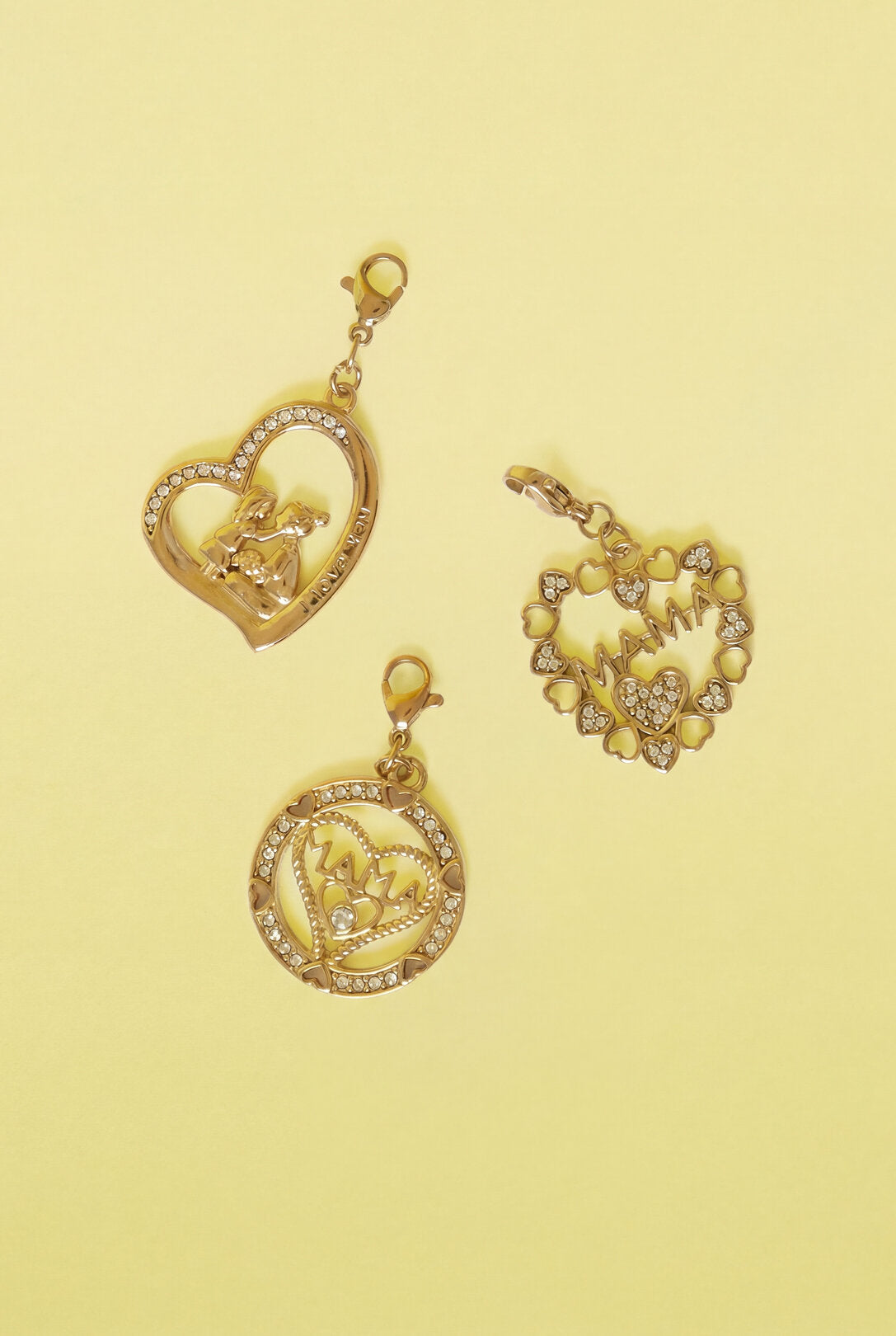 Jewelry charm mom in heart with rhinestones DIY