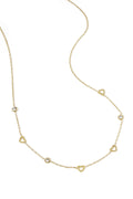 Necklace with heart and diamond charms - stainless steel